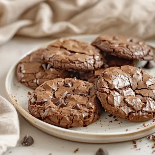 Almond Flour Chocolate Cookies arranged close-up with cracked glossy tops and rich cocoa-brown texture.