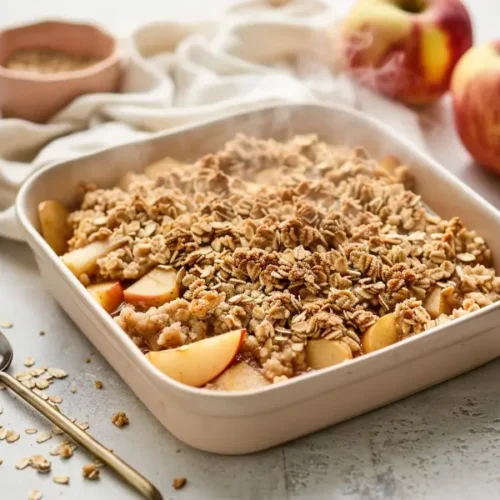 Best Gluten Free Apple Crisp with a golden crisp topping and tender baked apples.