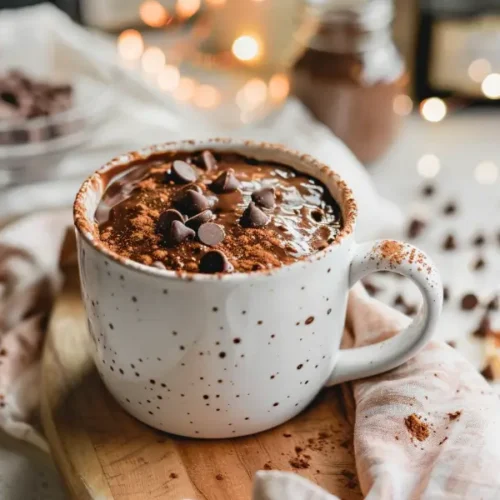 10 Irresistible Vegan Gluten Free Desserts You’ll Want To Make Again And Again 19 Finished Best Vegan Chocolate Mug Cake (Gluten-Free) in a matte white mug with a warm, soft-focus background.