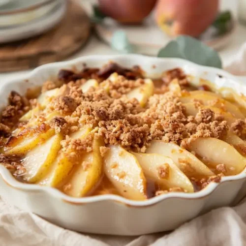 10 Best Gluten and Dairy Free Desserts to Impress Guests 13 Cinnamon Caramel Pear Crisp (Baked, GF/DF) with a golden bubbling crumble and tender pear filling.