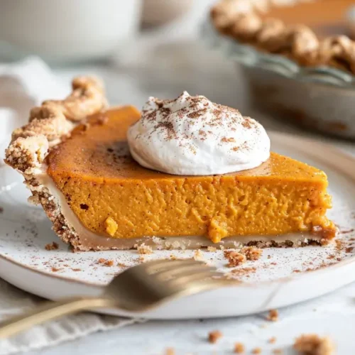 The Ultimate Gluten And Dairy Free Desserts For Christmas Everyone Will Love 7 Classic gluten-free pumpkin pie with coconut cream, shown as a clean final-dish closeup.
