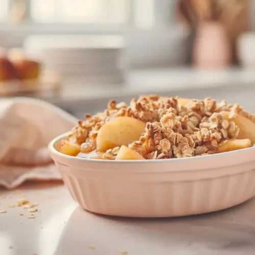 Easy Apple Cinnamon Crisp with a golden bubbly gluten-free topping.