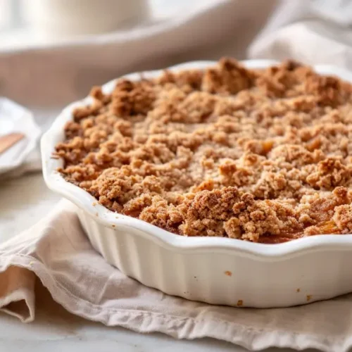 Easy Pumpkin Dump Cake with a golden crumb top in warm natural light.