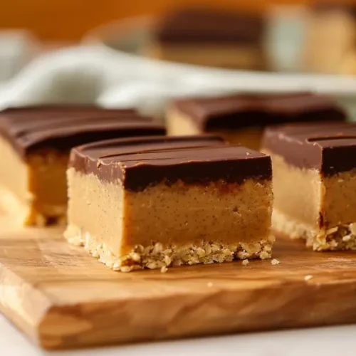 10 Best Gluten and Dairy Free Desserts to Impress Guests 11 sliced frozen banana peanut butter fudge bars with glossy chocolate topping on a light surface