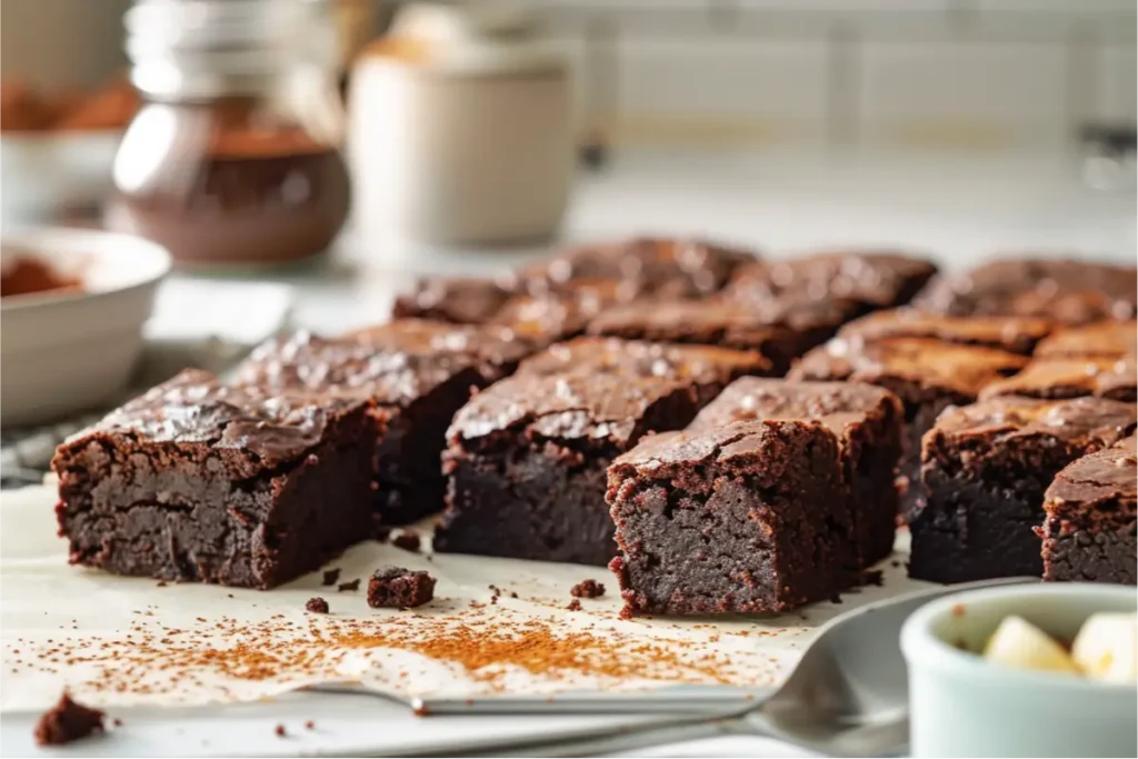 Fudgy gluten-free brownies made with just three ingredients, stacked on parchment in soft natural window light, styled in a warm modern kitchen to illustrate why Simple Gluten Free Desserts With Few Ingredients are so delicious and satisfying.