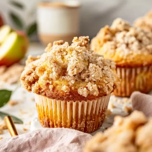 Gluten-Free Apple Muffins (Best Ever!) with golden crumble tops in warm natural light.