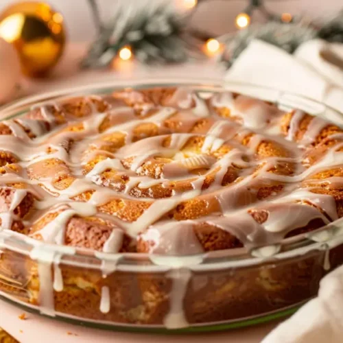The Ultimate Gluten And Dairy Free Desserts For Christmas Everyone Will Love 13 Gluten-Free Cinnamon Roll Cake with golden swirls and glossy glaze.