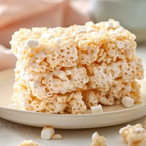 The Best Easy Gluten Free Desserts For Beginners 9 Close-up of gluten-free rice krispies treats cut into soft golden squares.
