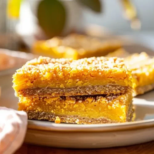 10 Irresistible Vegan Gluten Free Desserts You’ll Want To Make Again And Again 21 Close-up slice of gluten-free vegan pumpkin bars with warm, soft lighting.