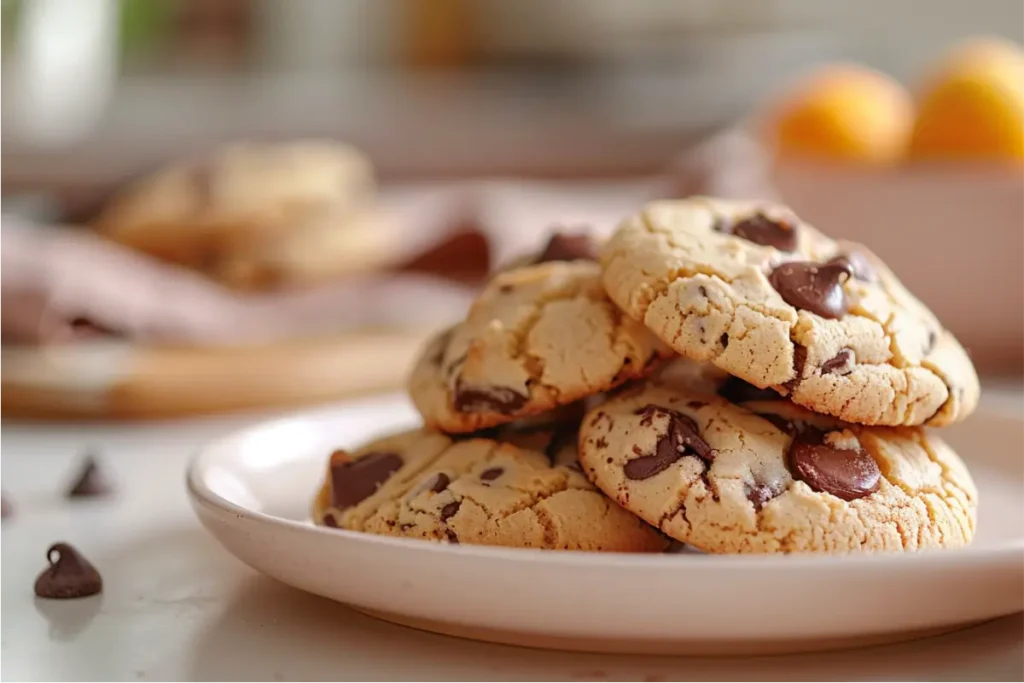 10 Irresistible Vegan Gluten Free Desserts You’ll Want To Make Again And Again 2 Soft-baked vegan gluten free chocolate chip cookies with melty chocolate chips on a parchment-lined cooling rack, warm natural window light, golden edges, cozy neutral Texas kitchen background, Best Easy Gluten Free Desserts style.