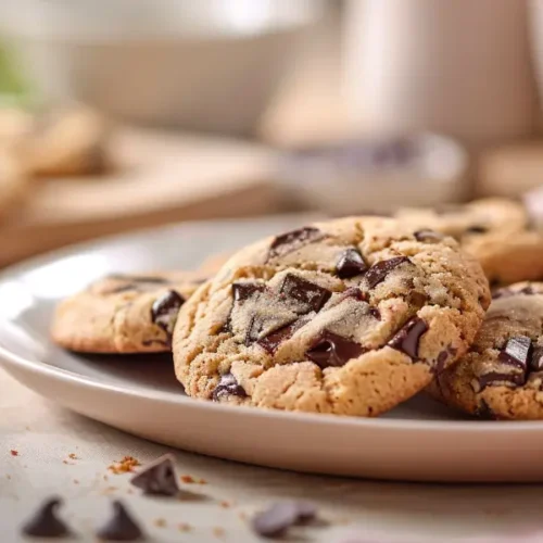 10 Irresistible Vegan Gluten Free Desserts You’ll Want To Make Again And Again 3 Vegan Gluten Free Chocolate Chip Cookies stacked with soft centers and melted chocolate.