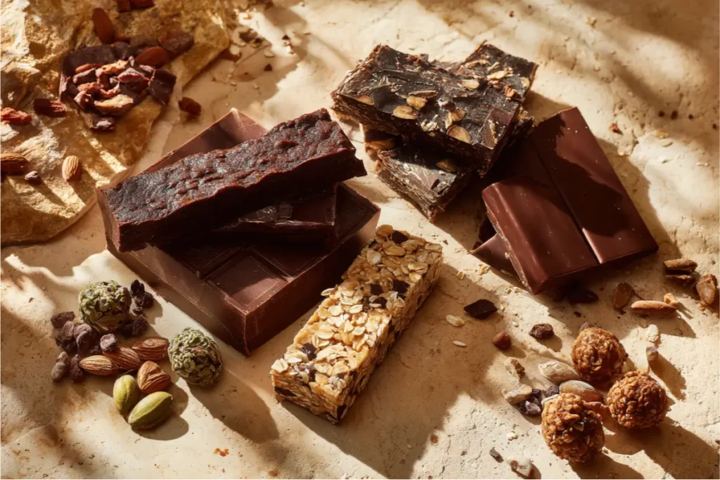 The Ultimate Guide to Easy Gluten-Free Desserts 7 Rich gluten-free chocolate desserts arranged warmly with soft shadows for easy gluten-free desserts.