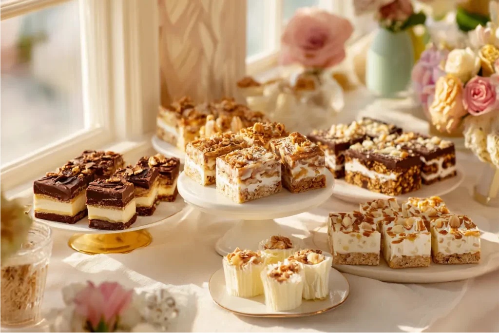 The Ultimate Guide to Easy Gluten-Free Desserts 10 Assortment of easy gluten-free no-bake desserts styled with warm pastel tones.