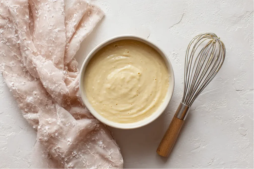 The Ultimate Guide to Easy Gluten-Free Desserts 13 Smooth gluten-free batter resting in a bowl to show hydration benefits.
