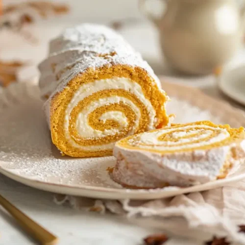 The Best Easy Gluten Free Thanksgiving Desserts for a Crowd 9 Perfect Gluten-Free Pumpkin Roll with a soft golden spiral and creamy filling.