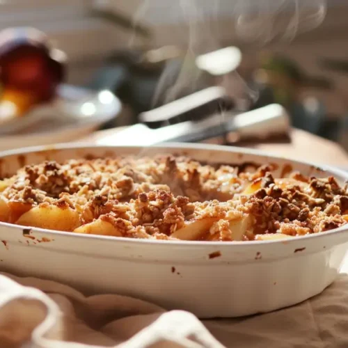 The best gluten free air fryer apple crisp you’ll ever make recipe card with ingredients, crumble topping, and warm golden apple filling displayed in a clean modern layout.