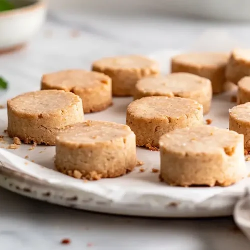 The Best Sugar-Free Gluten-Free Holiday Desserts Everyone Will Love 13 Almond Flour Shortbread Cookie Bites (Gluten-Free, Monk Fruit Sweetened, Low Carb) arranged closely with lightly golden edges and soft crumb texture.